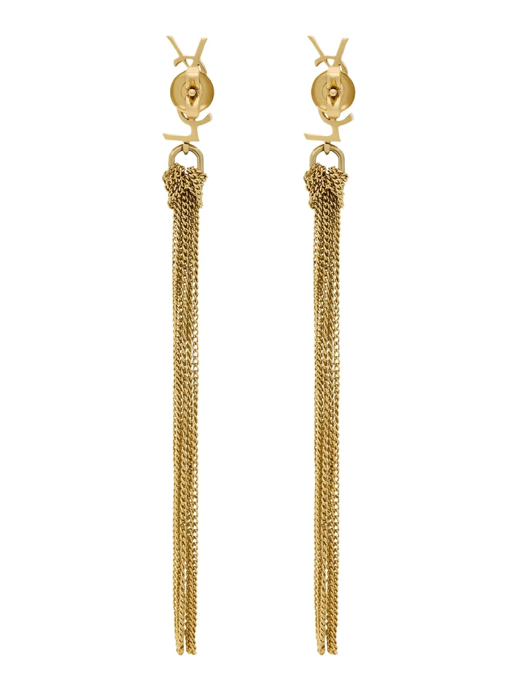 Earrings Cassandre with Tassel and Stud in Metallic Brass Woman alternative