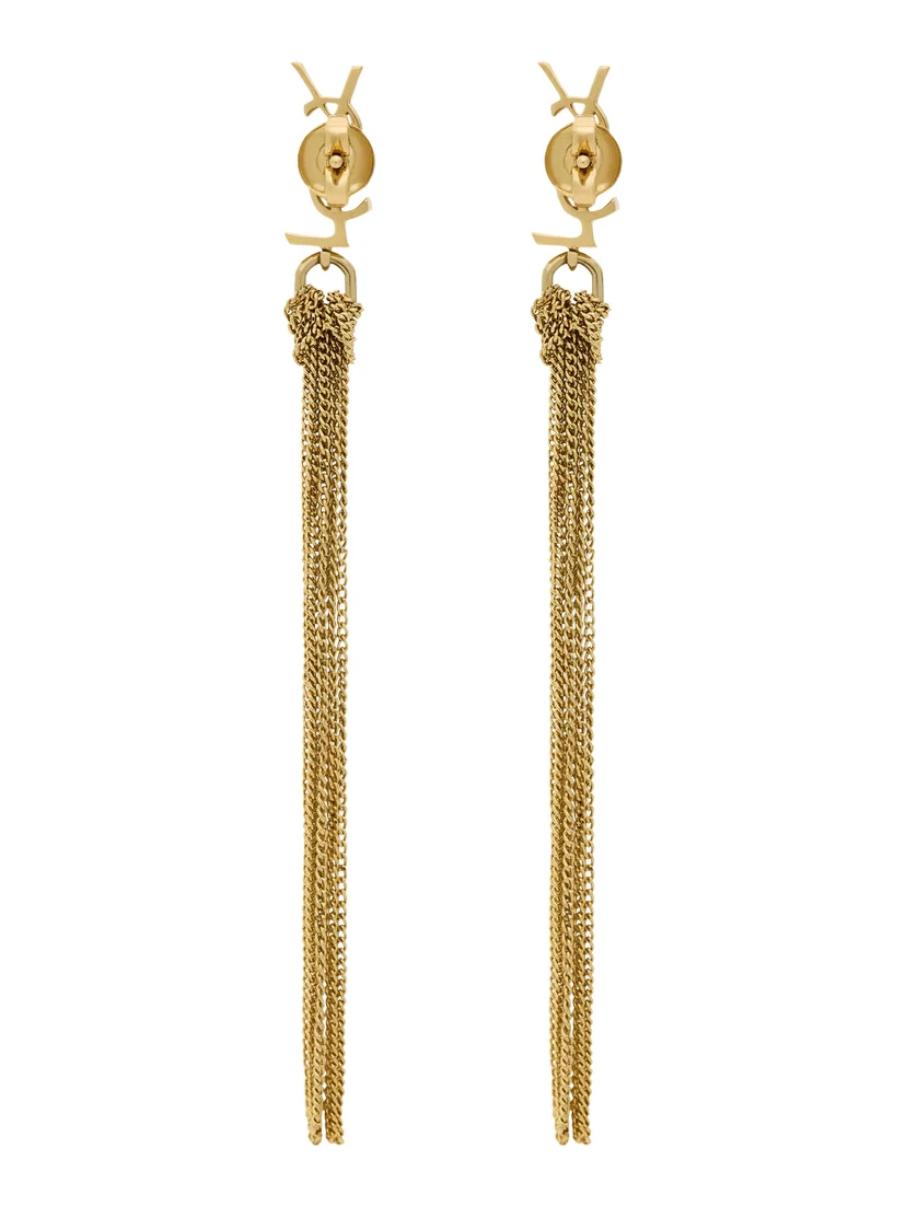 Earrings Cassandre with Tassel and Stud in Metallic Brass Woman