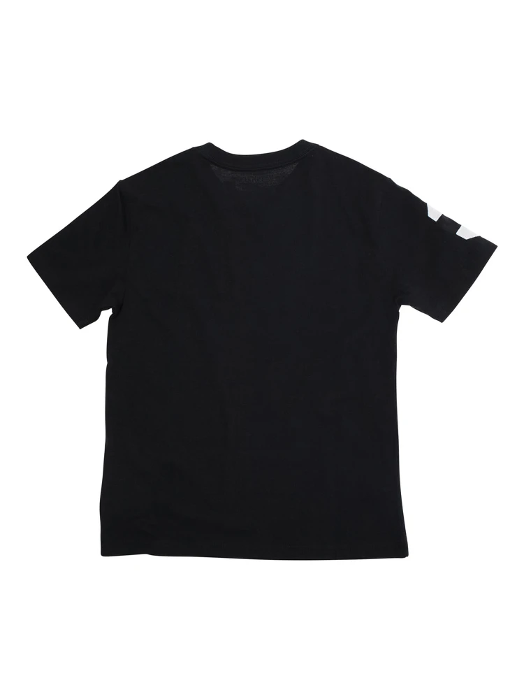 Black Crew Neck T-Shirt with Pony Embroidery on the Front in Cotton Boy