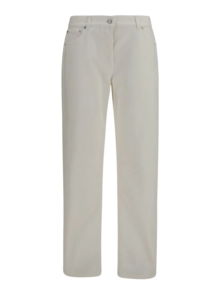 White Cotton Straight-Leg Jeans