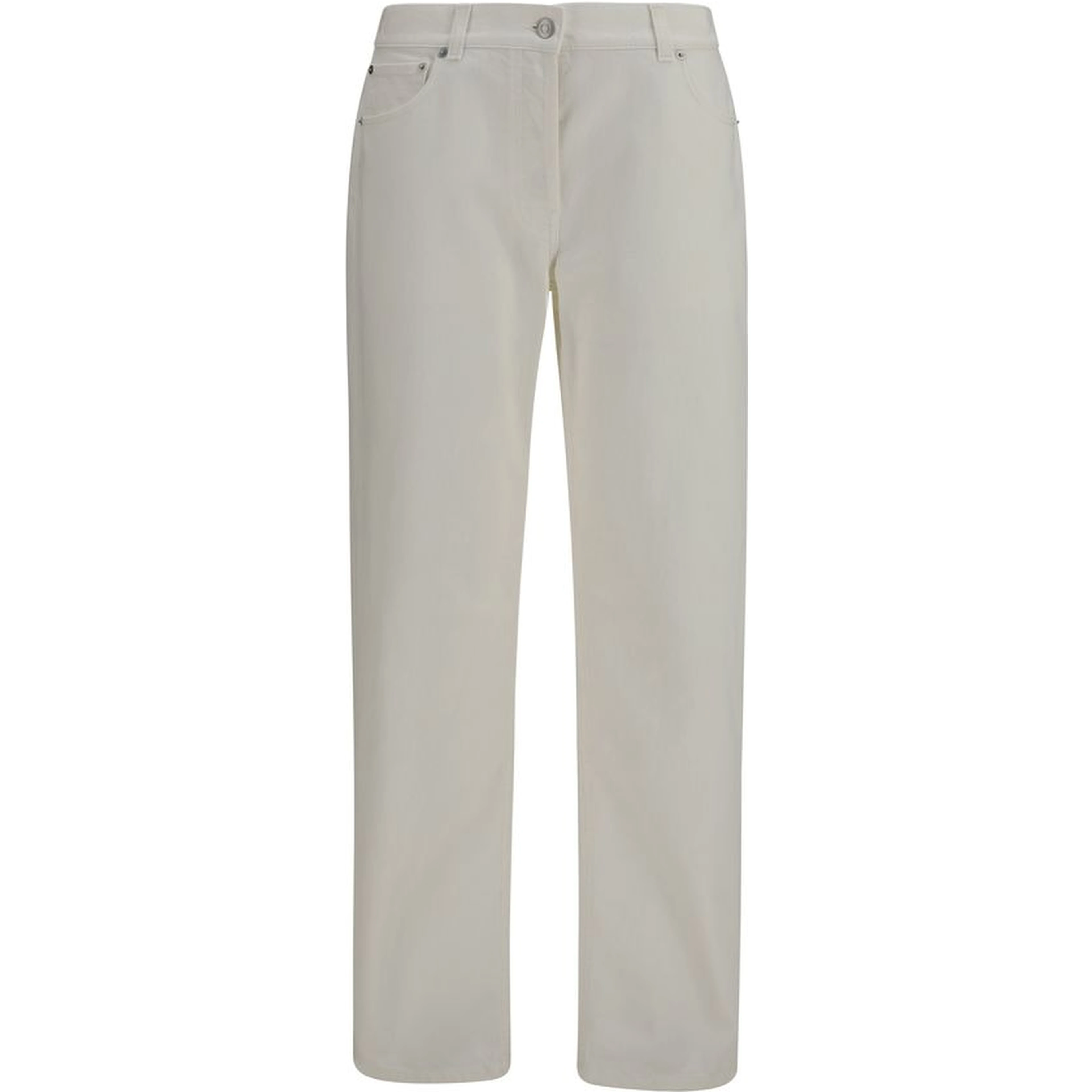 White Cotton Straight-Leg Jeans