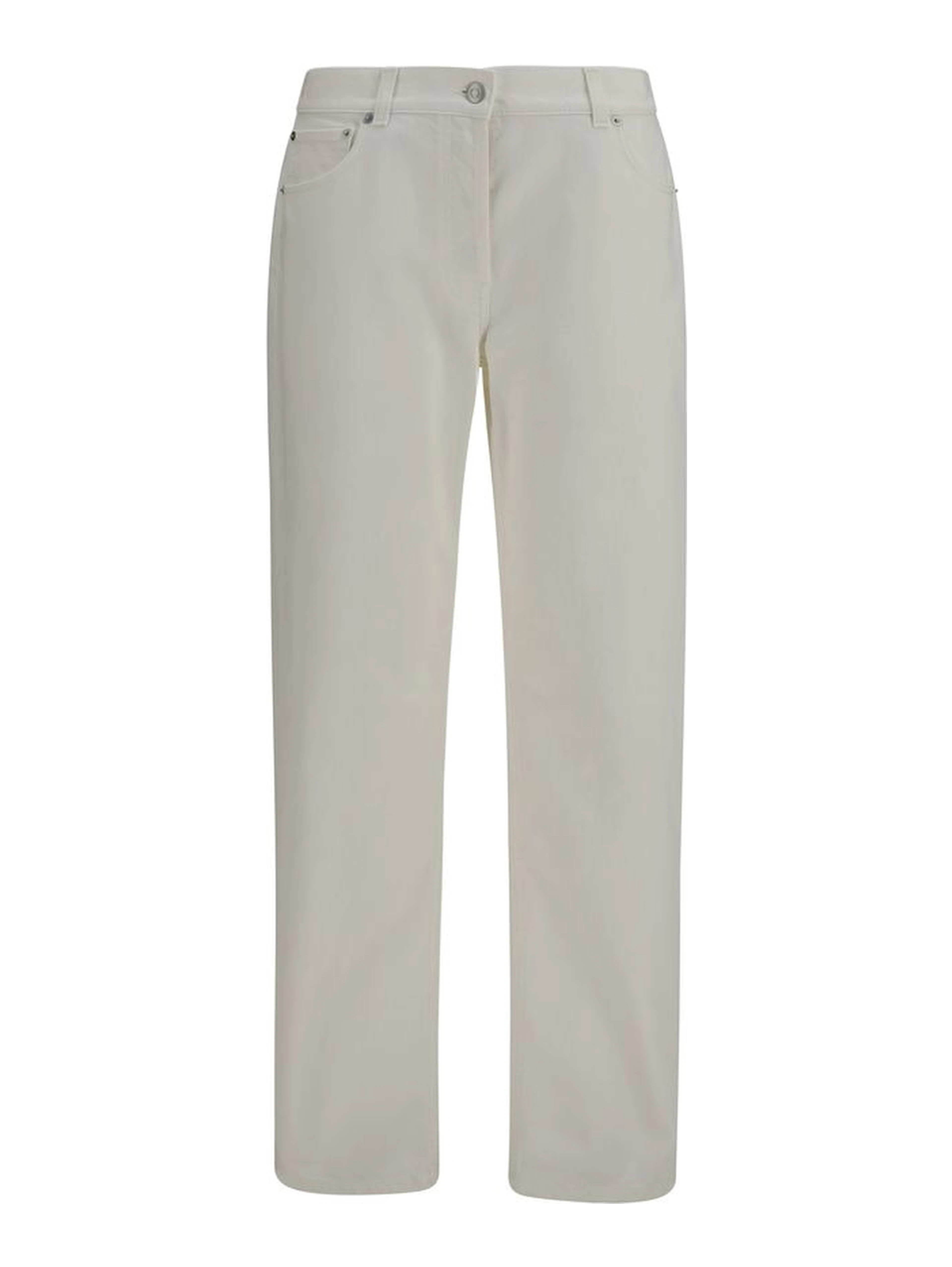 White Cotton Straight-Leg Jeans