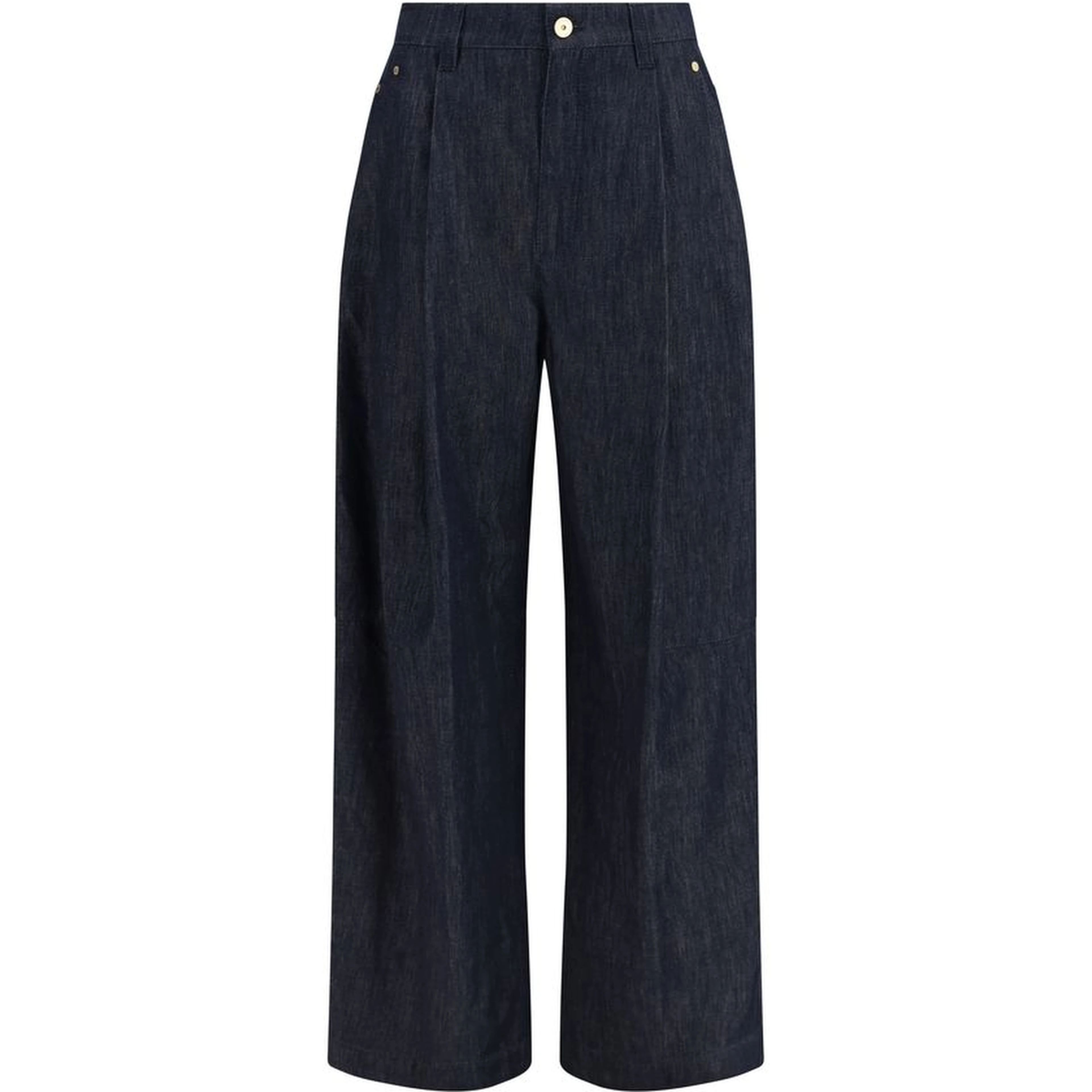 Blue Cotton Casual Pants