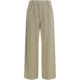 Beige Cotton Casual Pants