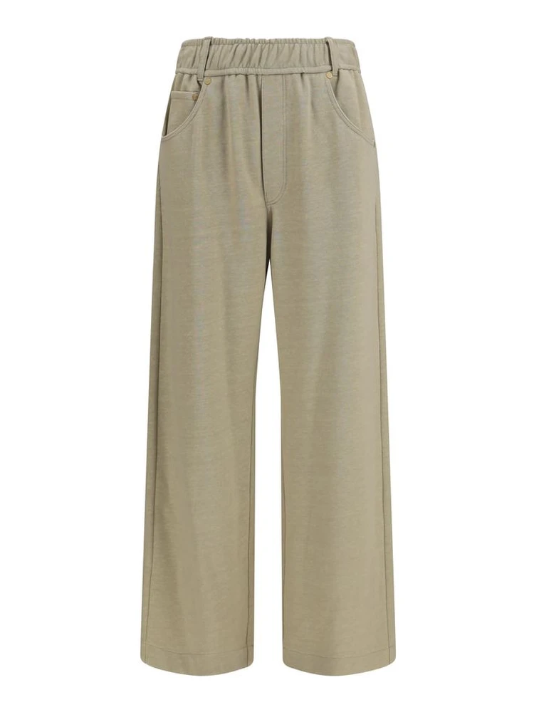 Beige Cotton Casual Pants
