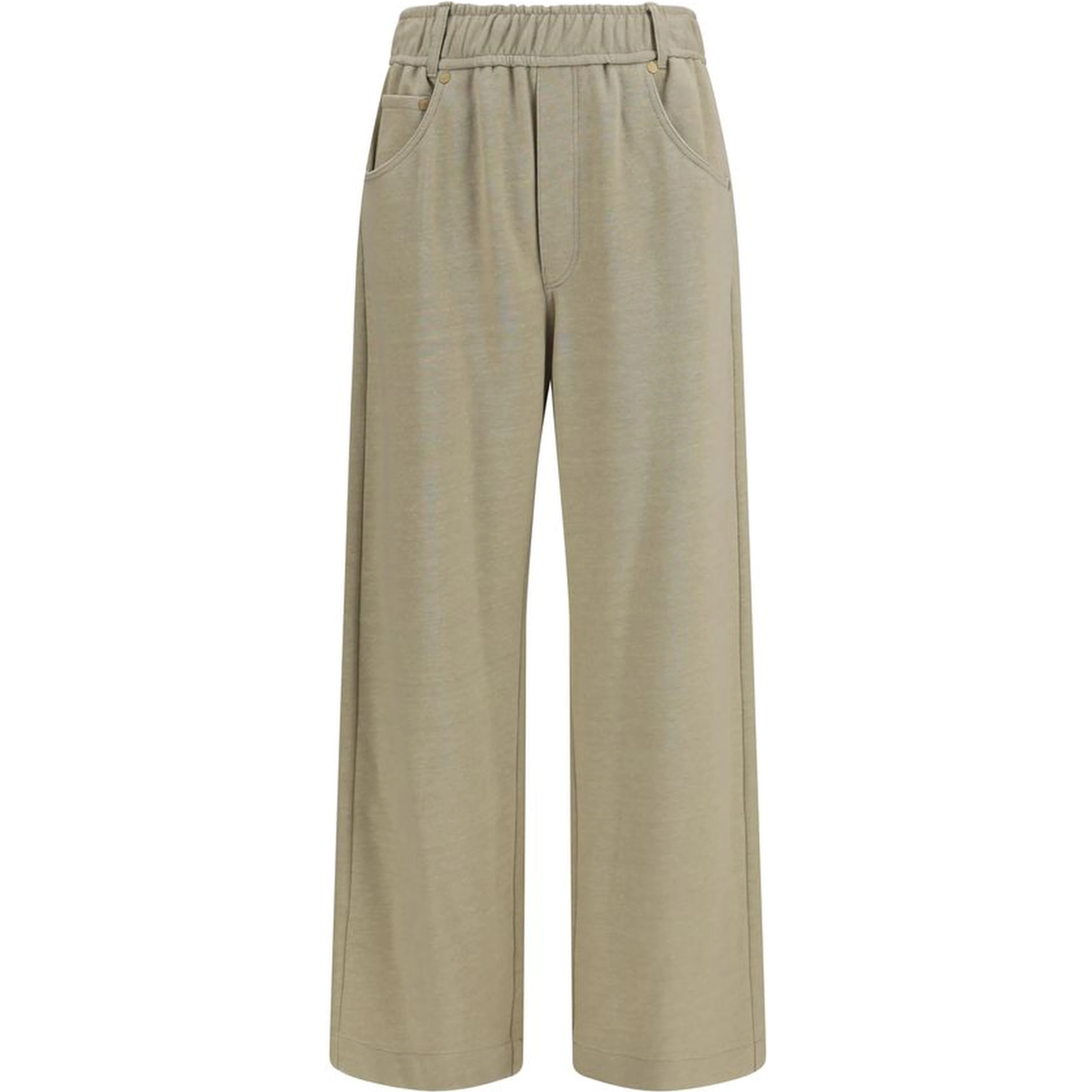 Beige Cotton Casual Pants