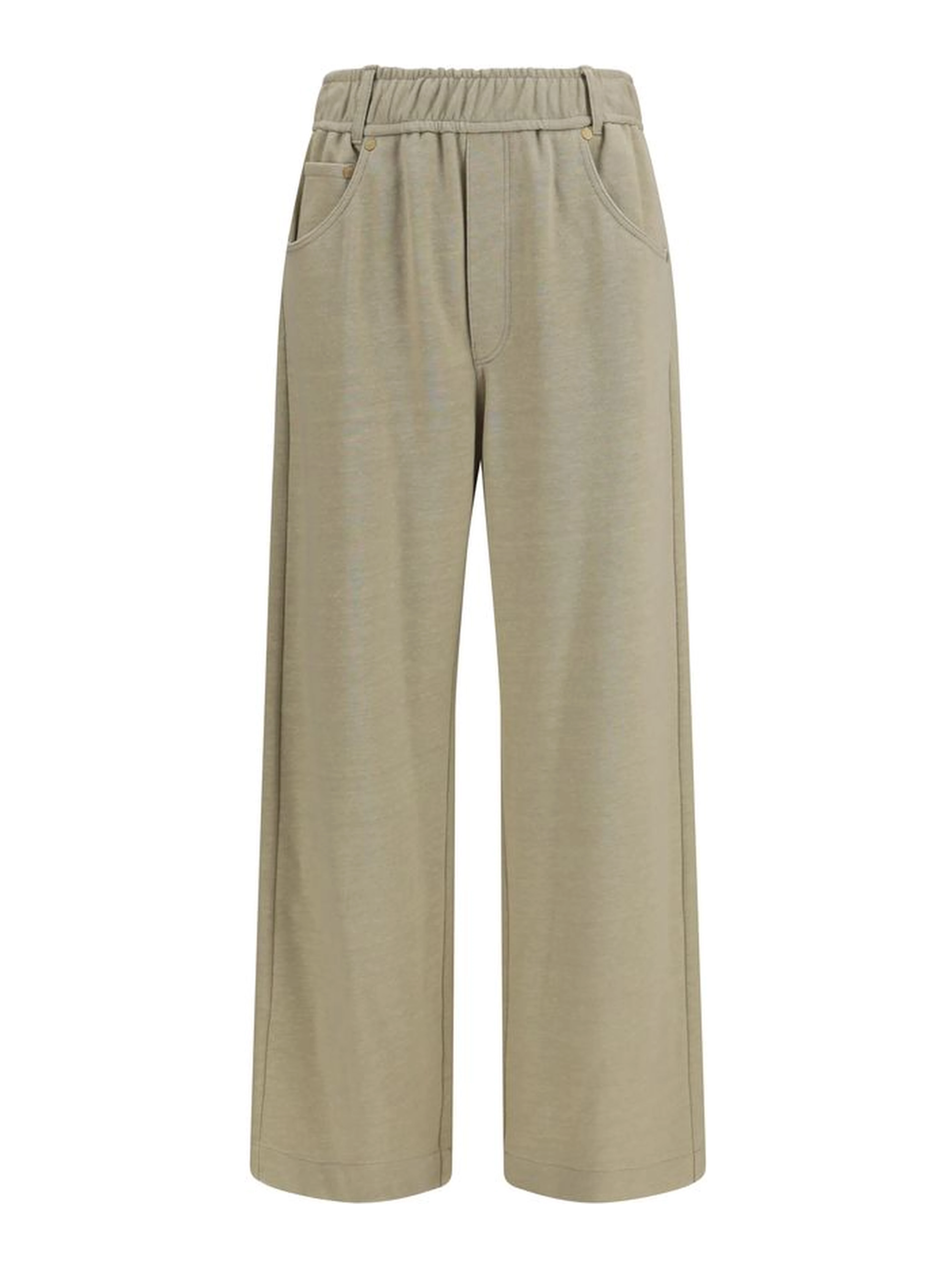 Beige Cotton Casual Pants