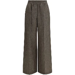 Brown Linen Casual Pants