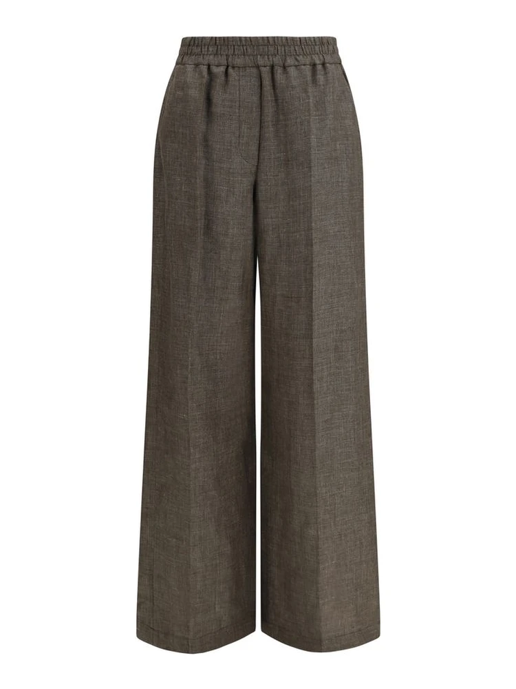 Brown Linen Casual Pants