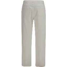 White Cotton Straight-Leg Jeans