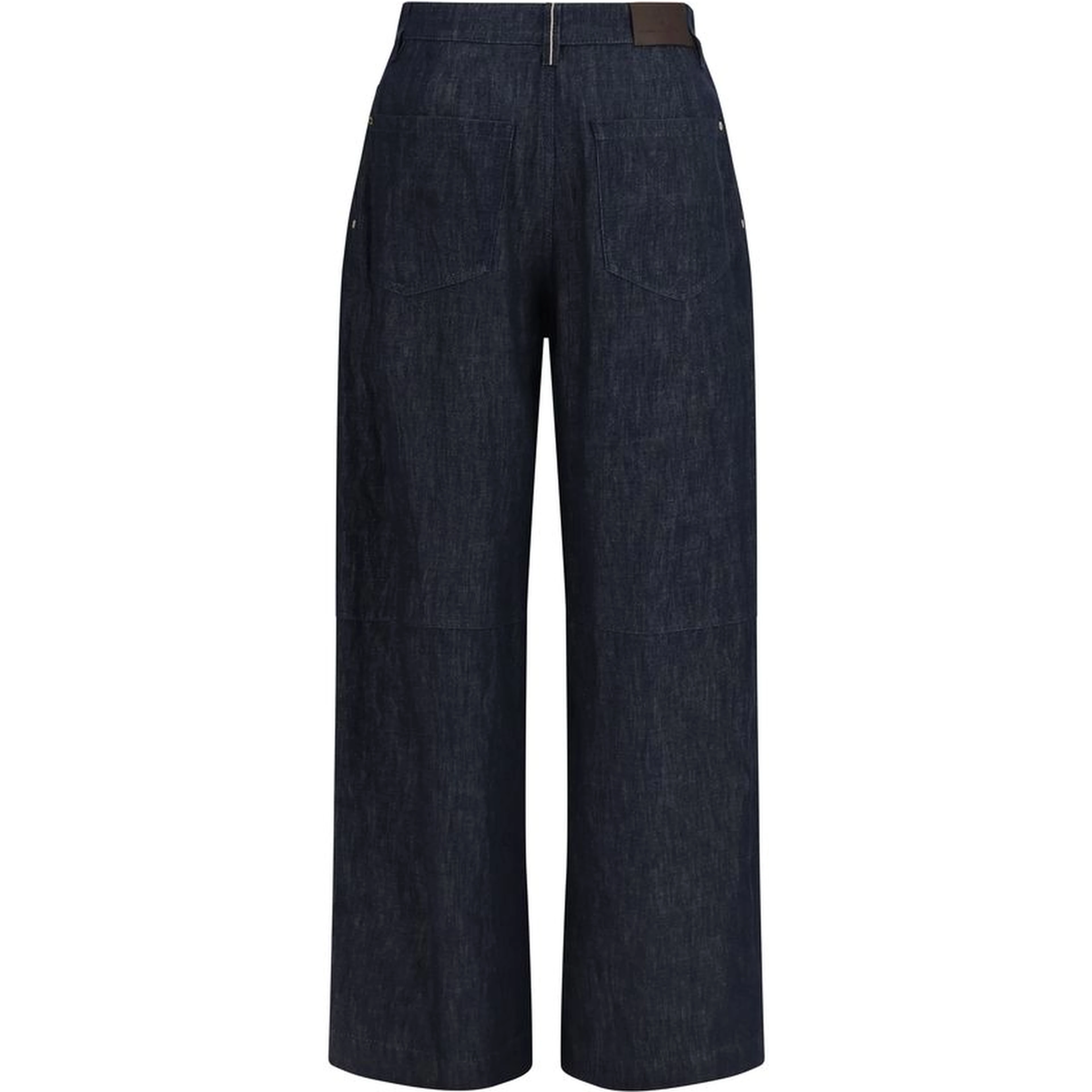 Blue Cotton Casual Pants