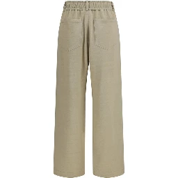 Beige Cotton Casual Pants