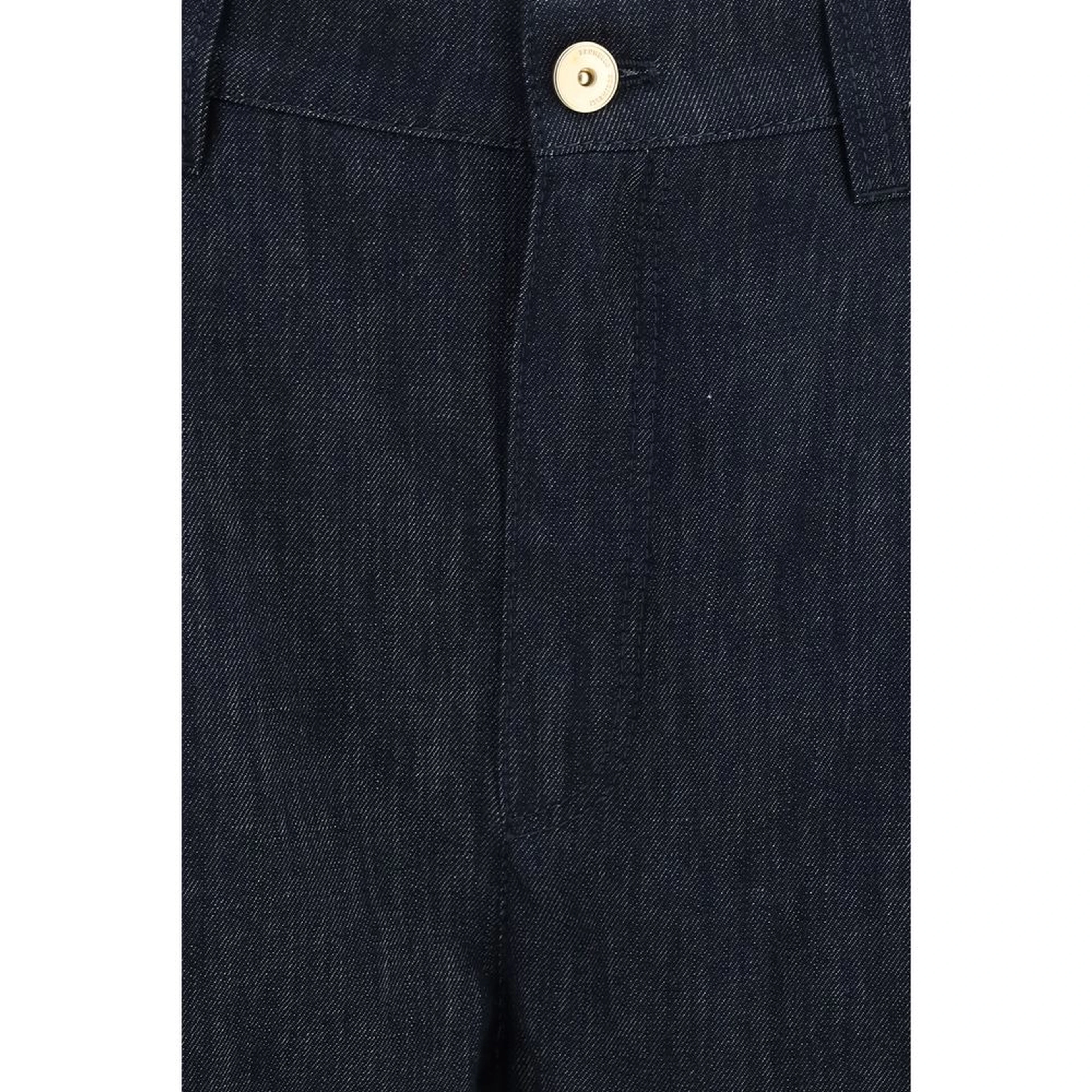 Blue Cotton Casual Pants