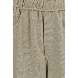 Beige Cotton Casual Pants