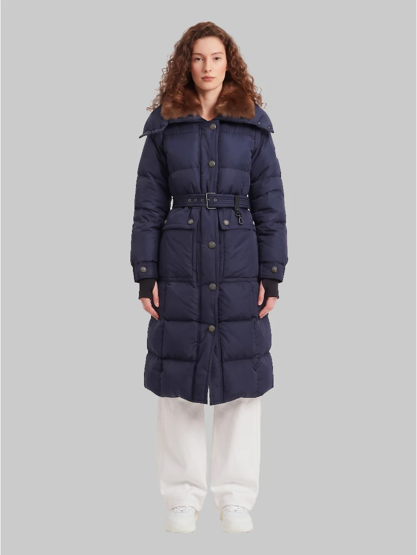 Gelissette long down jacket with shearling