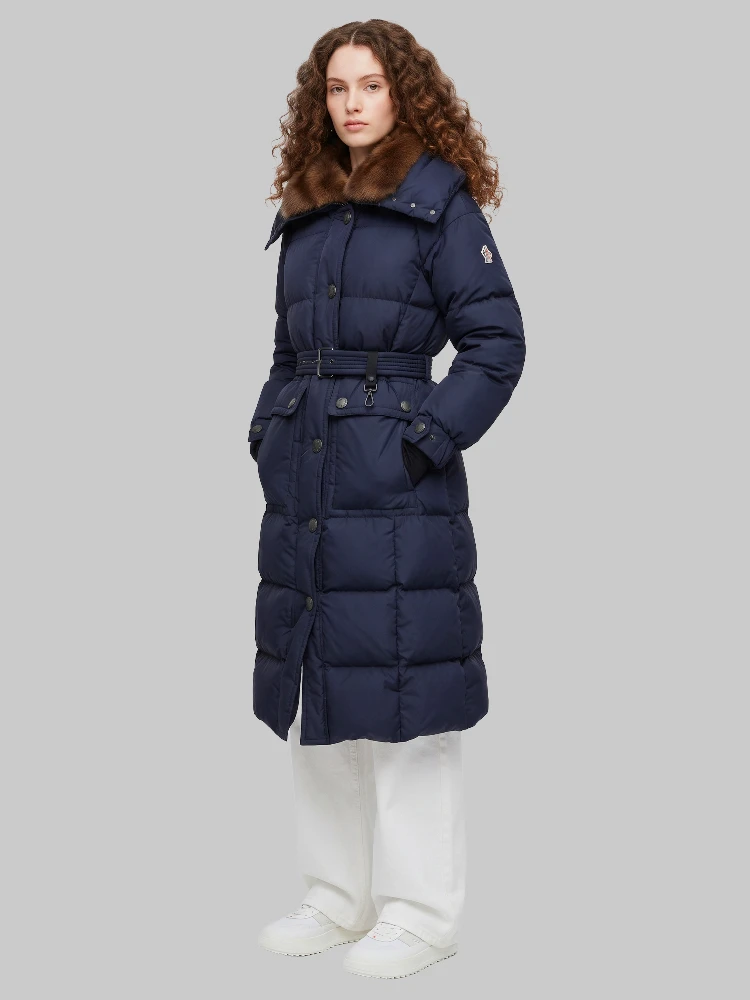 Gelissette long down jacket with shearling alternative