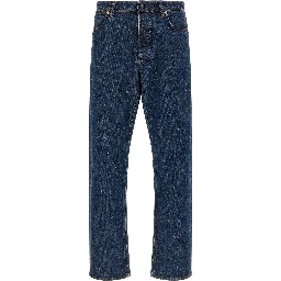 Blue Cotton Straight-Leg Jeans