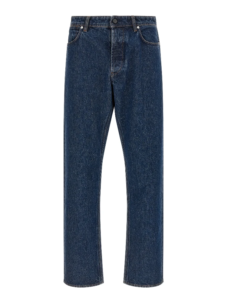 Blue Cotton Straight-Leg Jeans