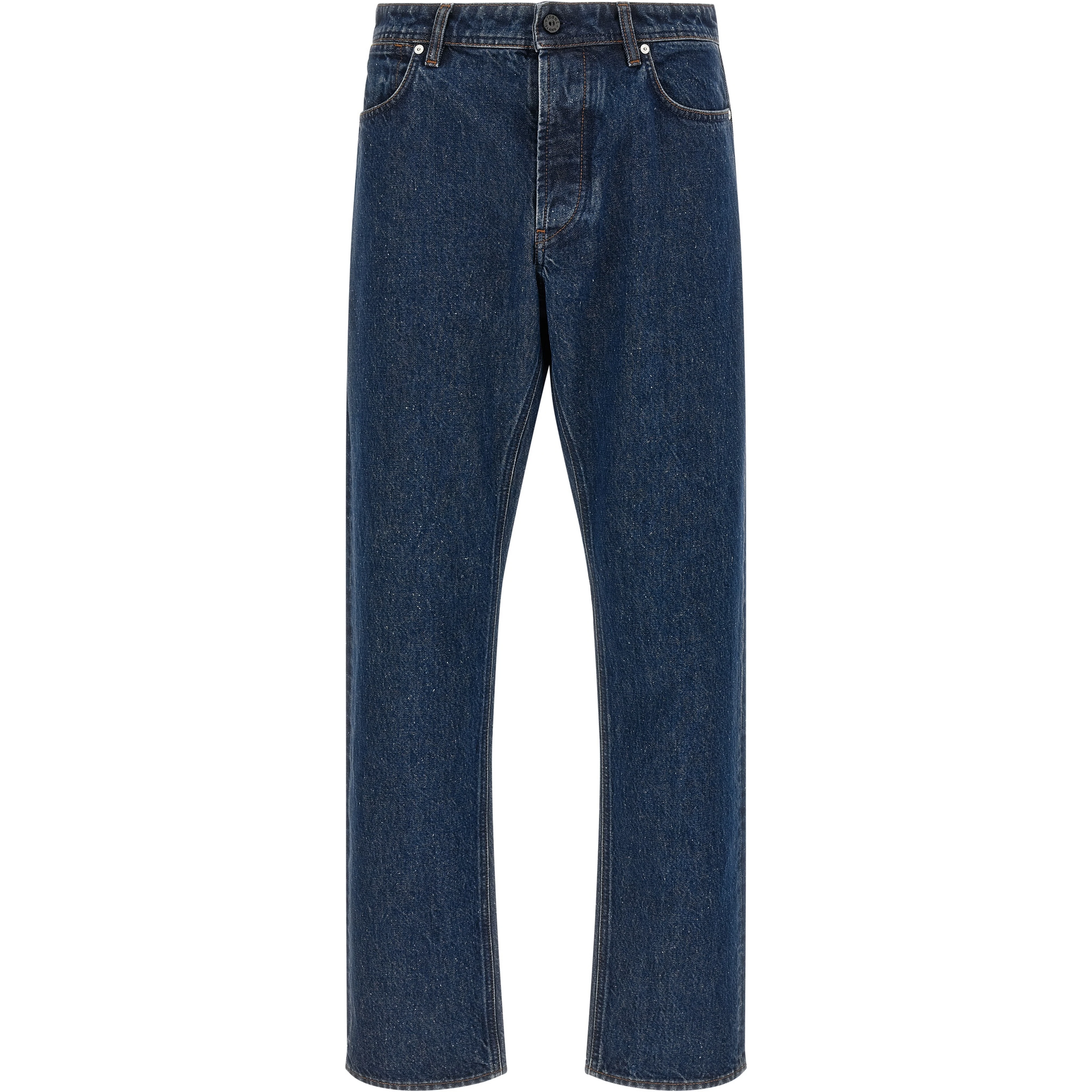 Blue Cotton Straight-Leg Jeans