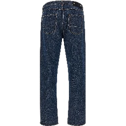 Blue Cotton Straight-Leg Jeans