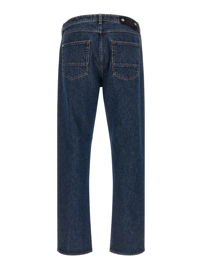 Blue Cotton Straight-Leg Jeans