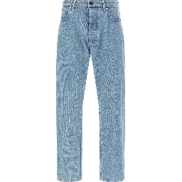 Blue Cotton Straight-Leg Jeans