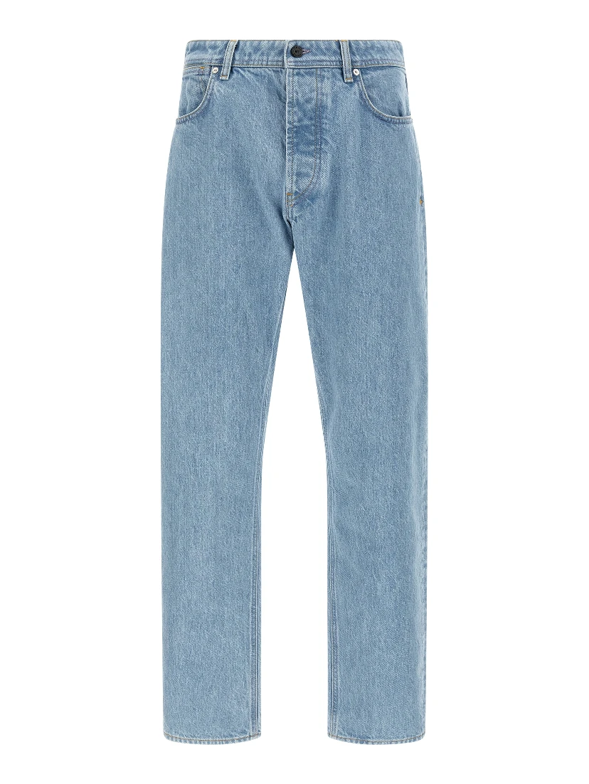 Blue Cotton Straight-Leg Jeans