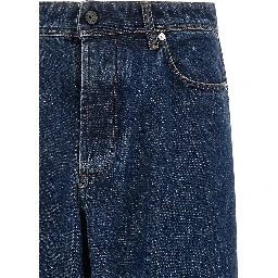 Blue Cotton Straight-Leg Jeans