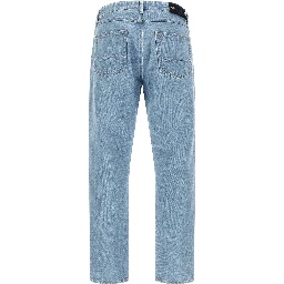 Blue Cotton Straight-Leg Jeans