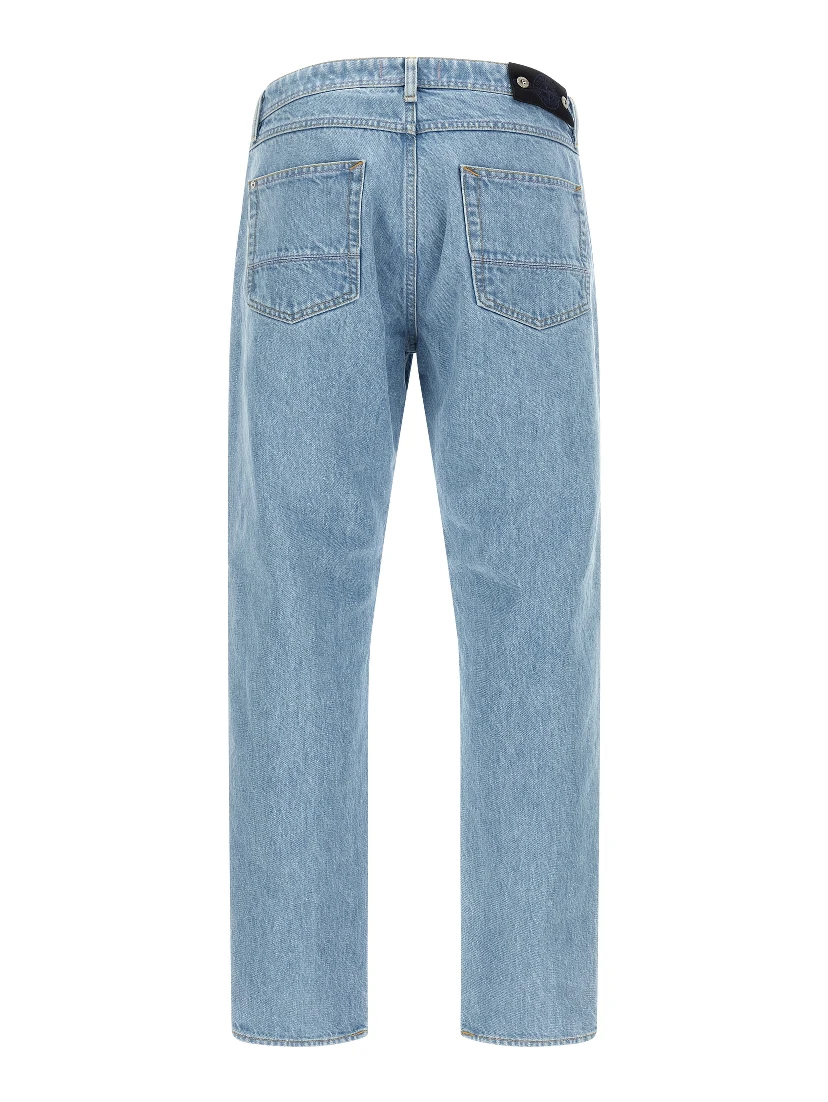 Blue Cotton Straight-Leg Jeans