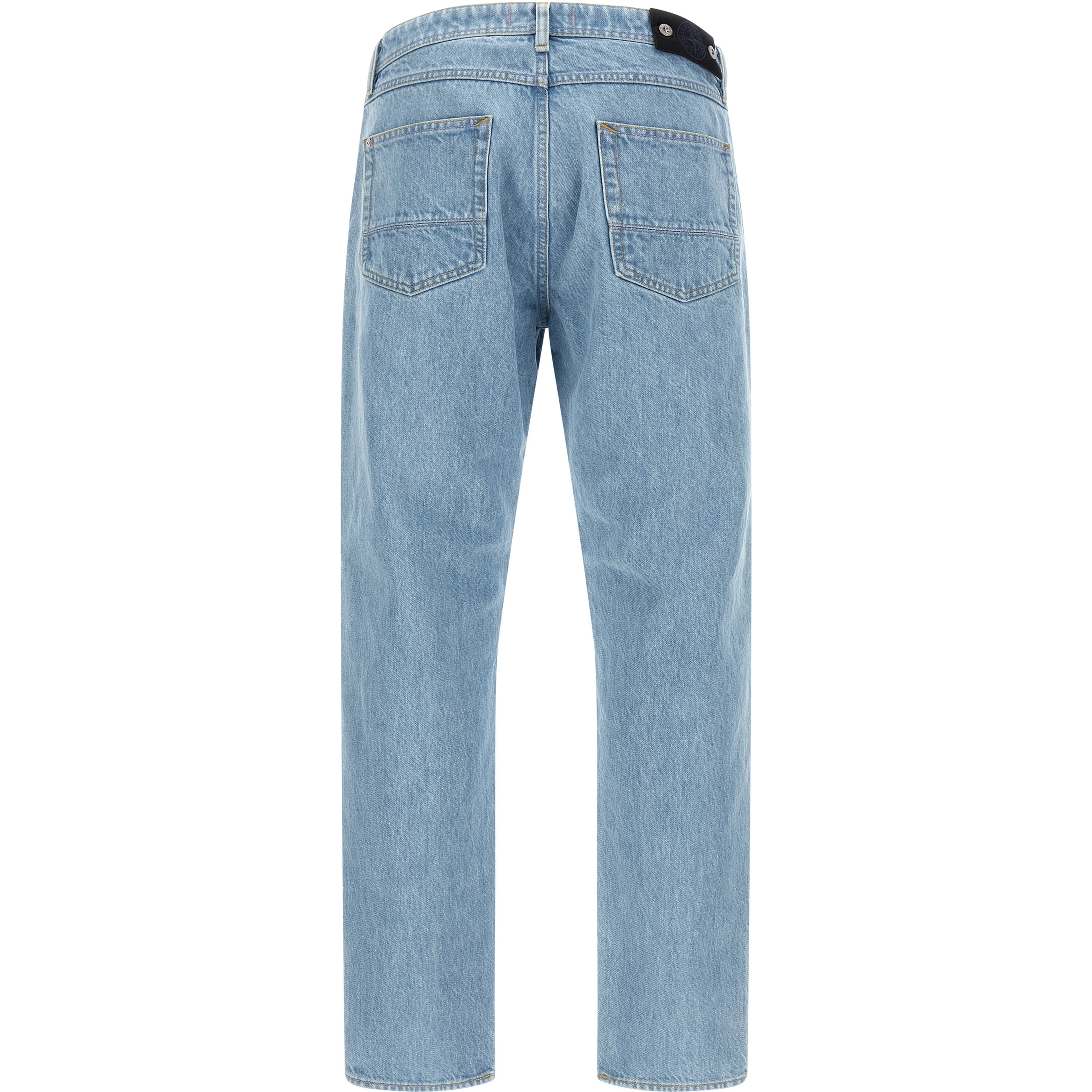 Blue Cotton Straight-Leg Jeans