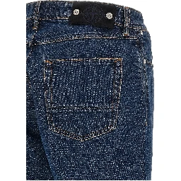 Blue Cotton Straight-Leg Jeans