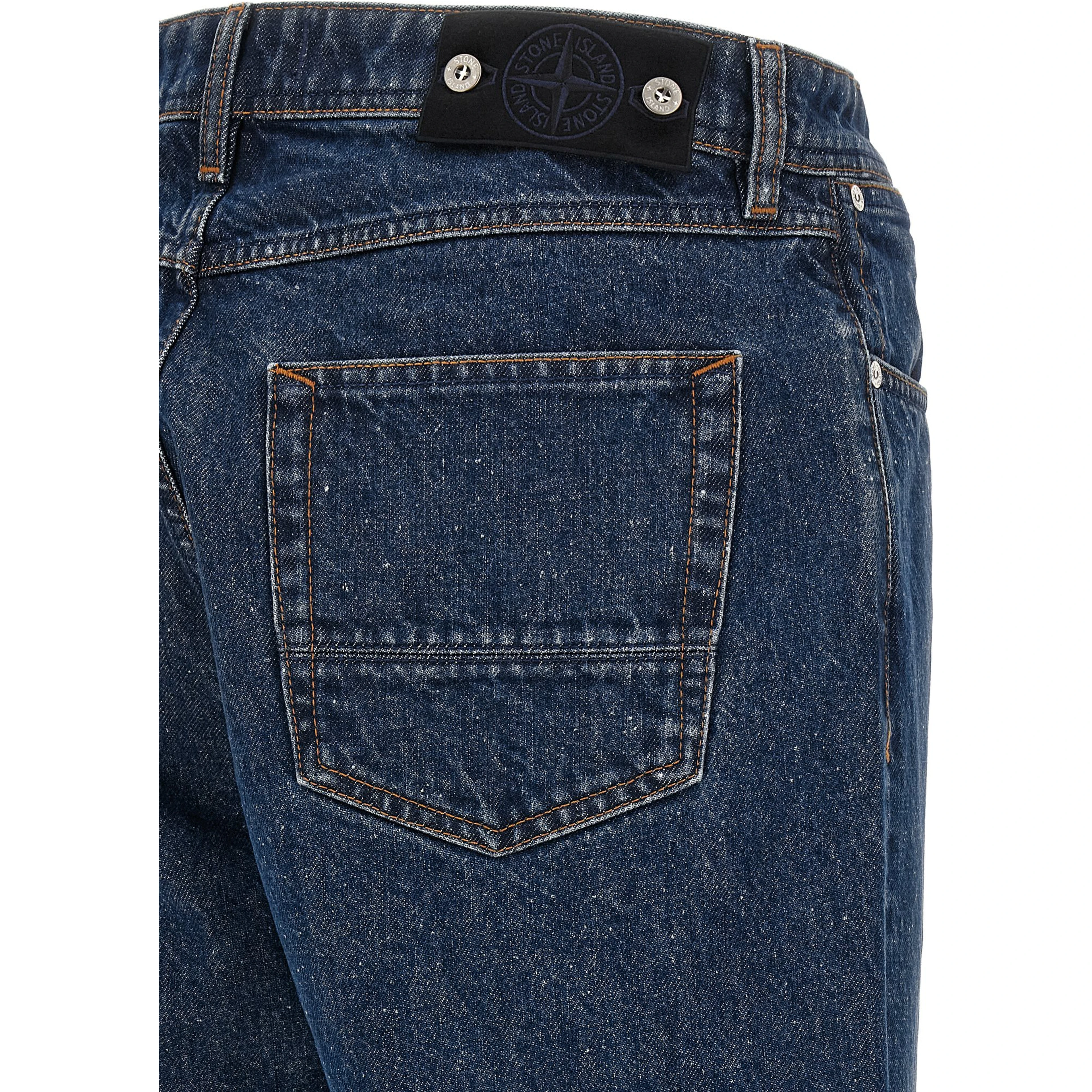Blue Cotton Straight-Leg Jeans