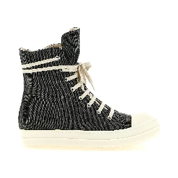 Gray Cotton High Top Sneakers