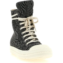 Gray Cotton High Top Sneakers