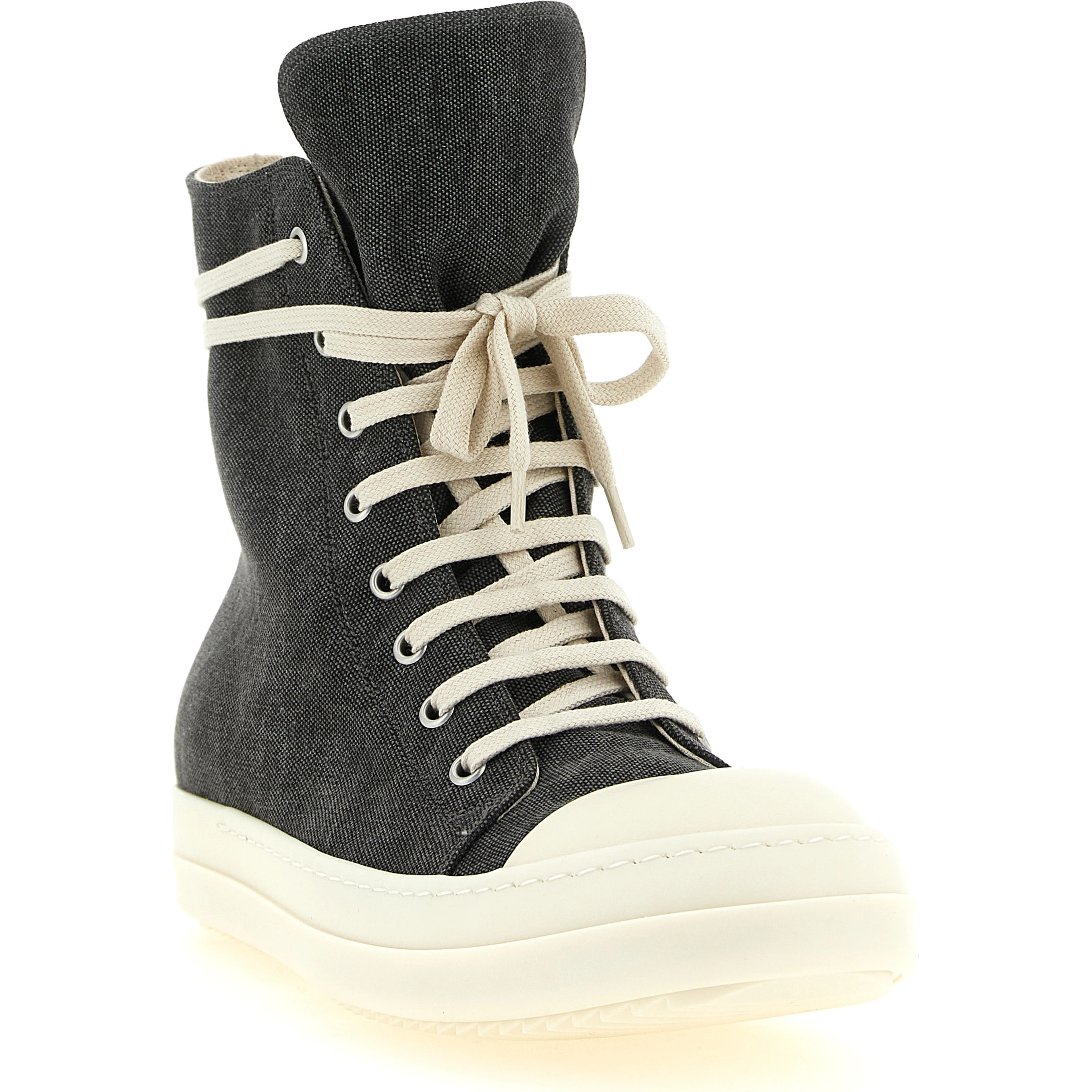 Gray Cotton High Top Sneakers