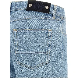 Blue Cotton Straight-Leg Jeans