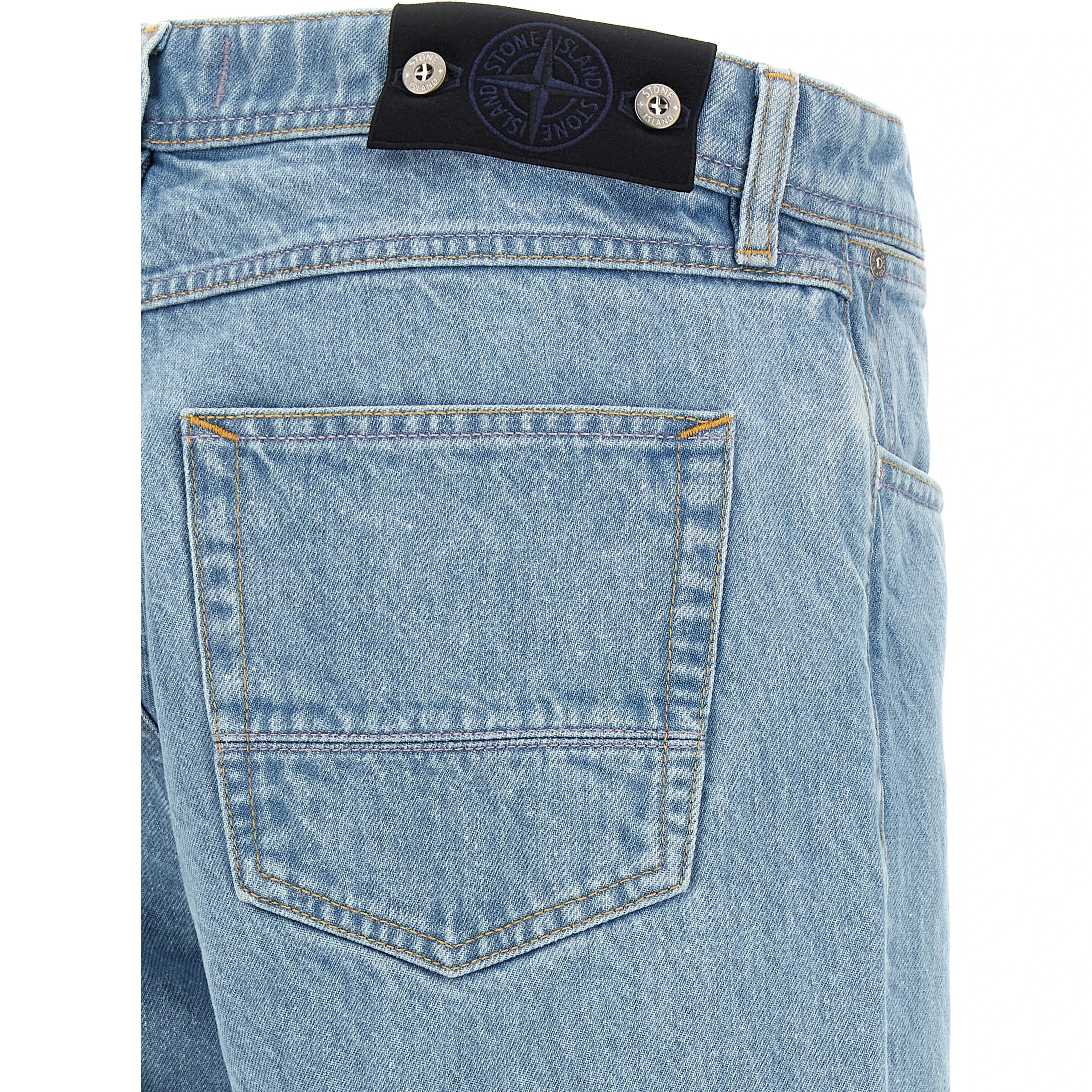 Blue Cotton Straight-Leg Jeans
