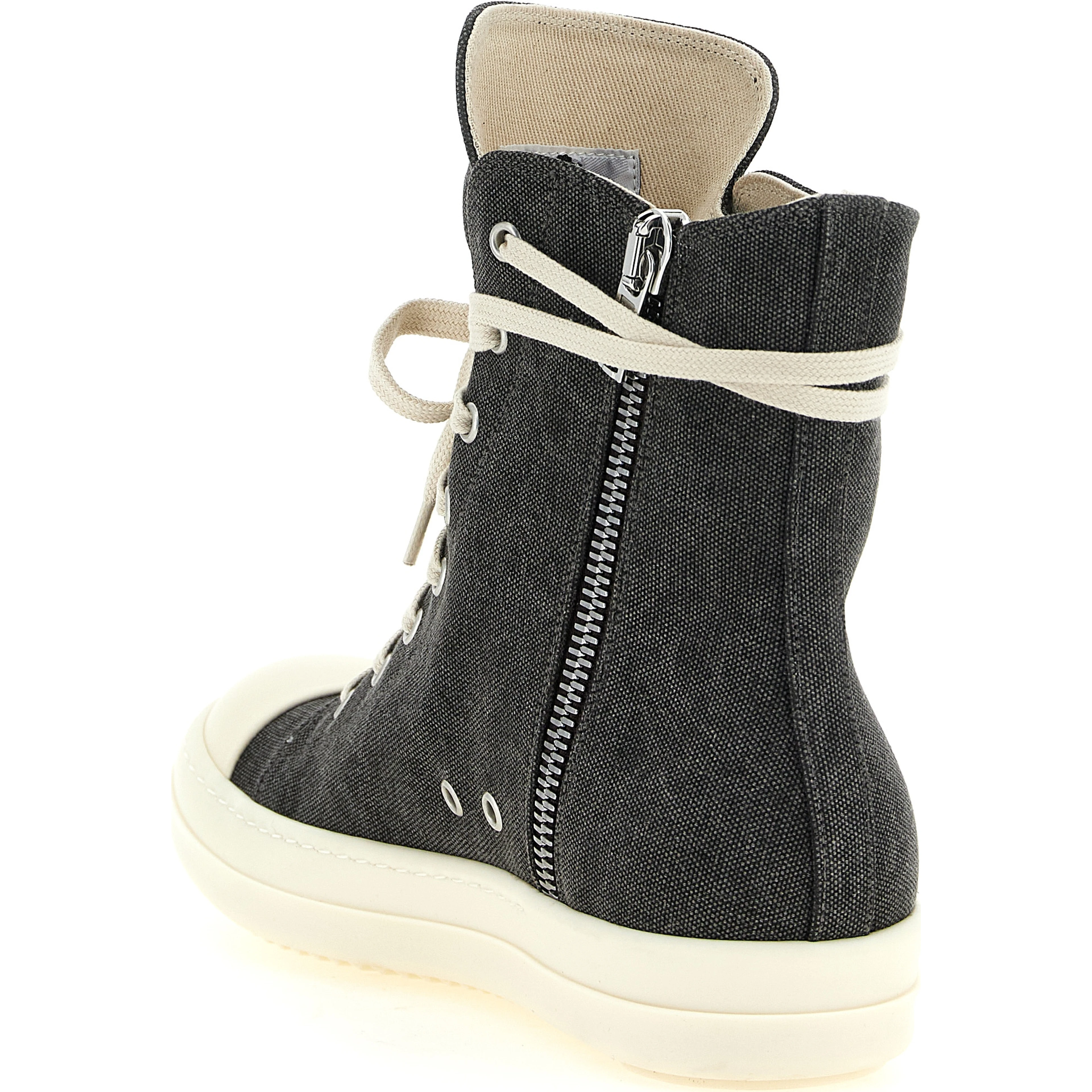 Gray Cotton High Top Sneakers