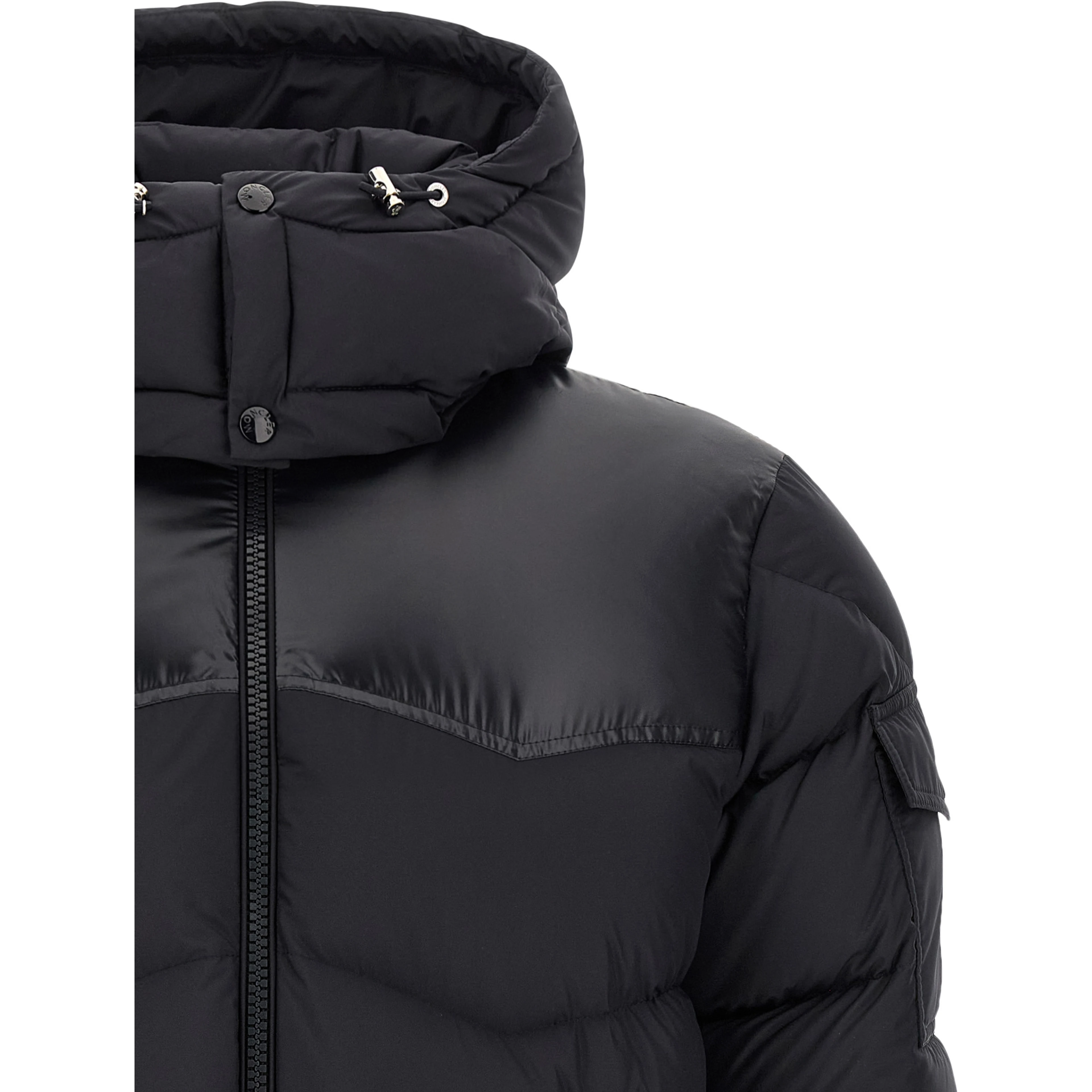 Black Polyester Full-Length Jacket