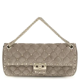 Gray Suede Leather Shoulder Bag
