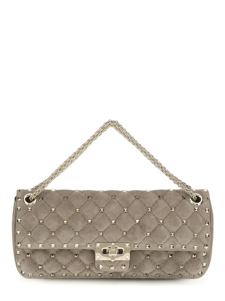 Gray Suede Leather Shoulder Bag