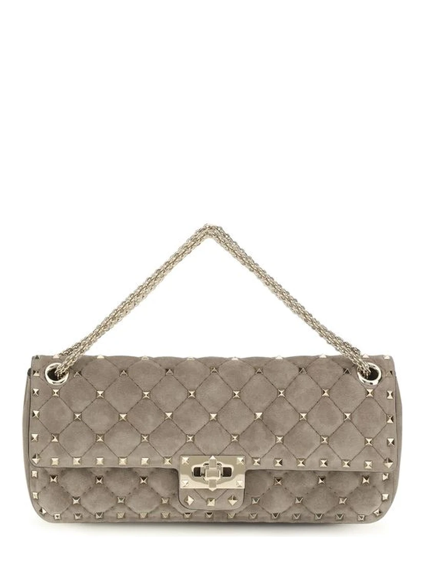 Gray Suede Leather Shoulder Bag
