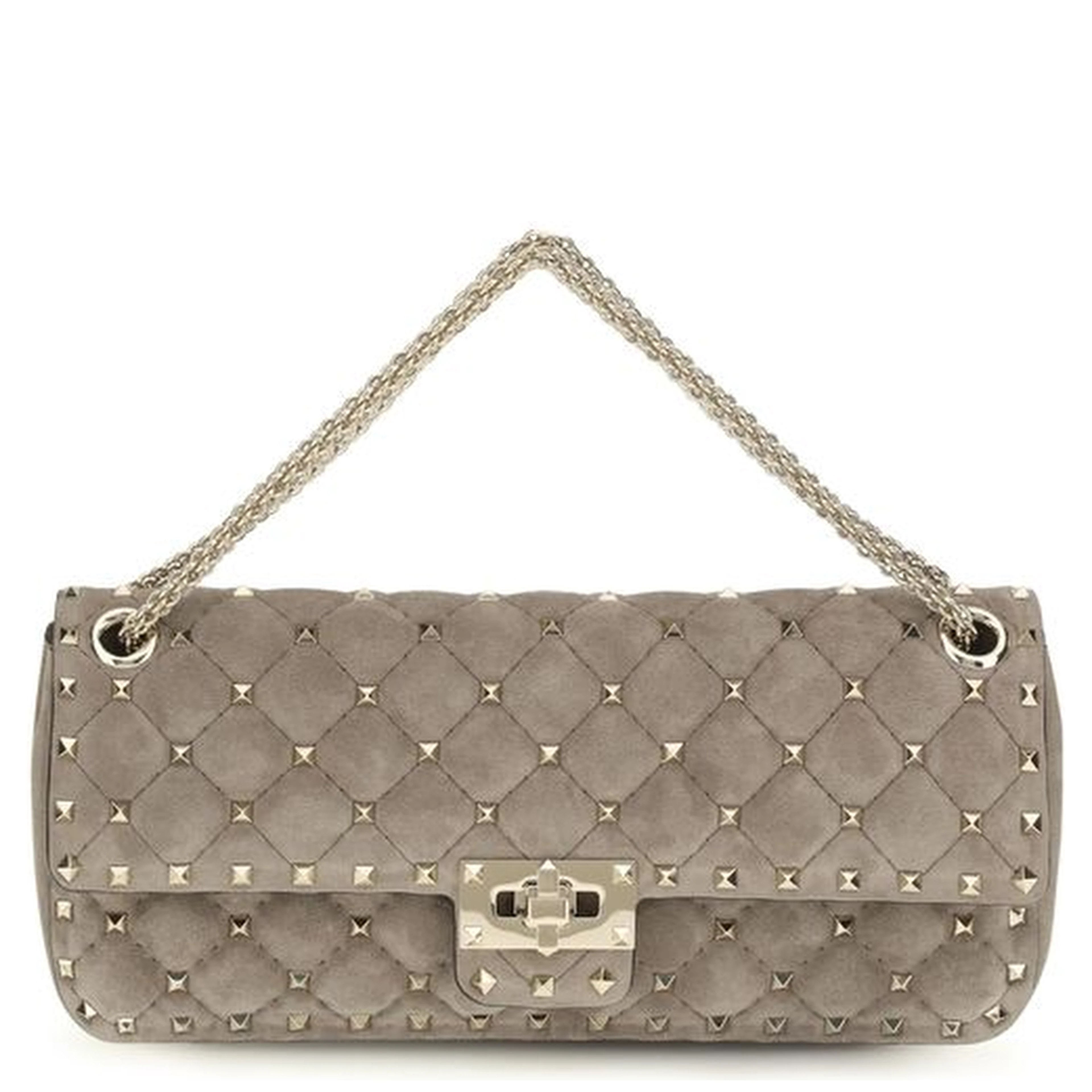 Gray Suede Leather Shoulder Bag