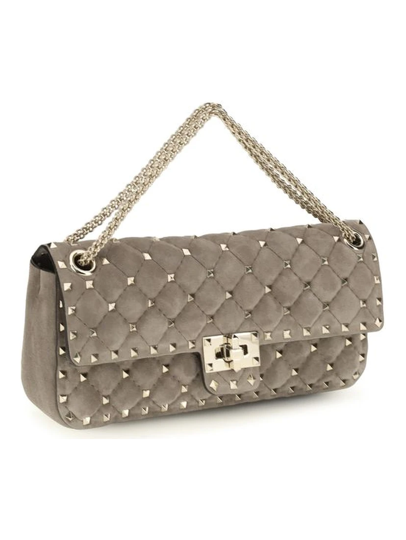 Gray Suede Leather Shoulder Bag