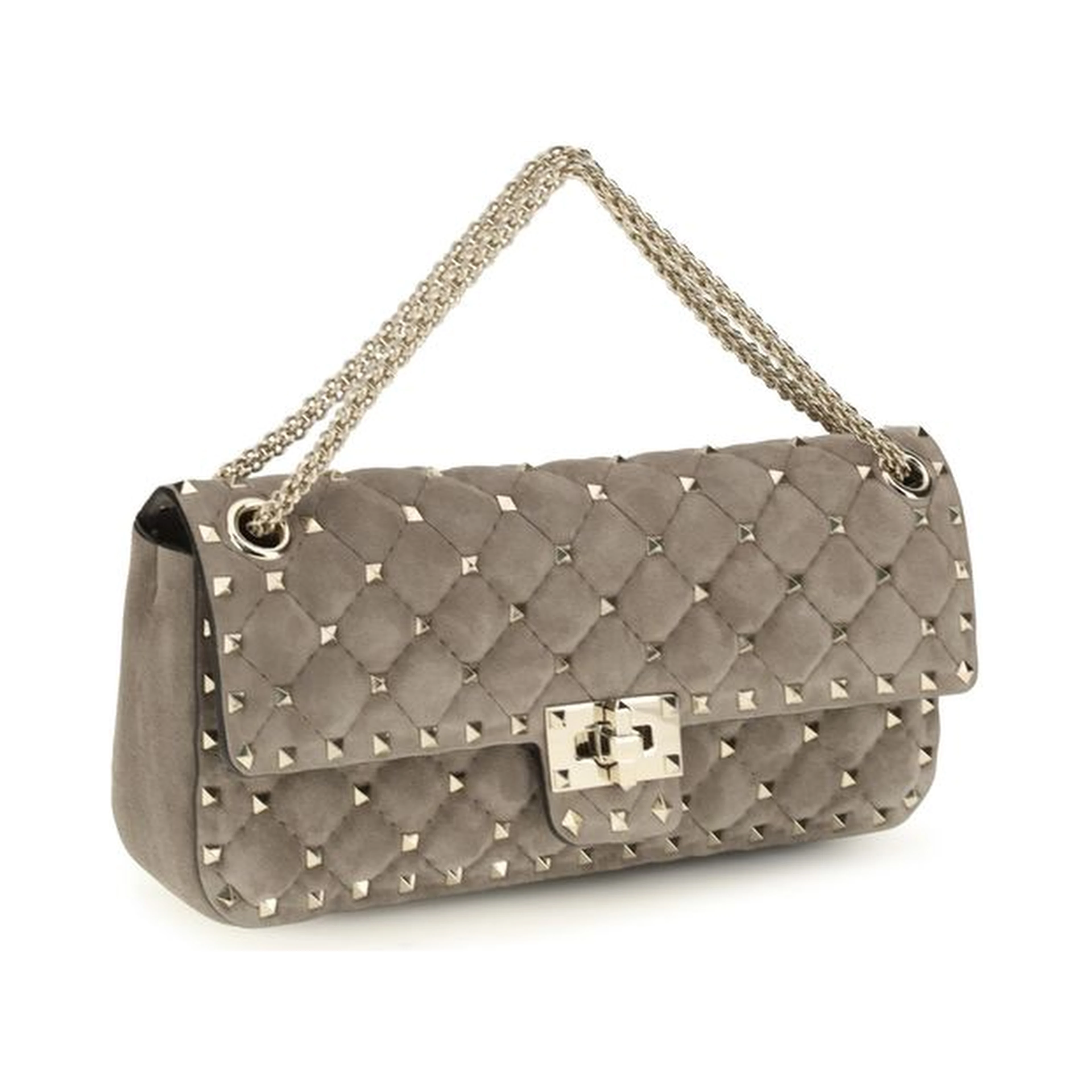 Gray Suede Leather Shoulder Bag