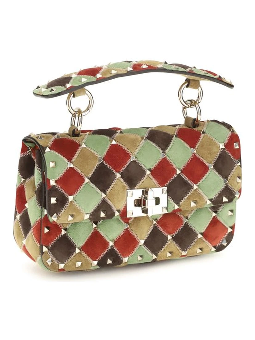 Multicolor Suede Leather Shoulder Bag