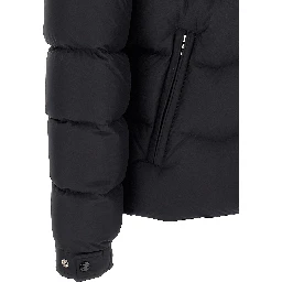 Black Polyester Full-Length Jacket
