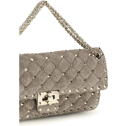 Gray Suede Leather Shoulder Bag