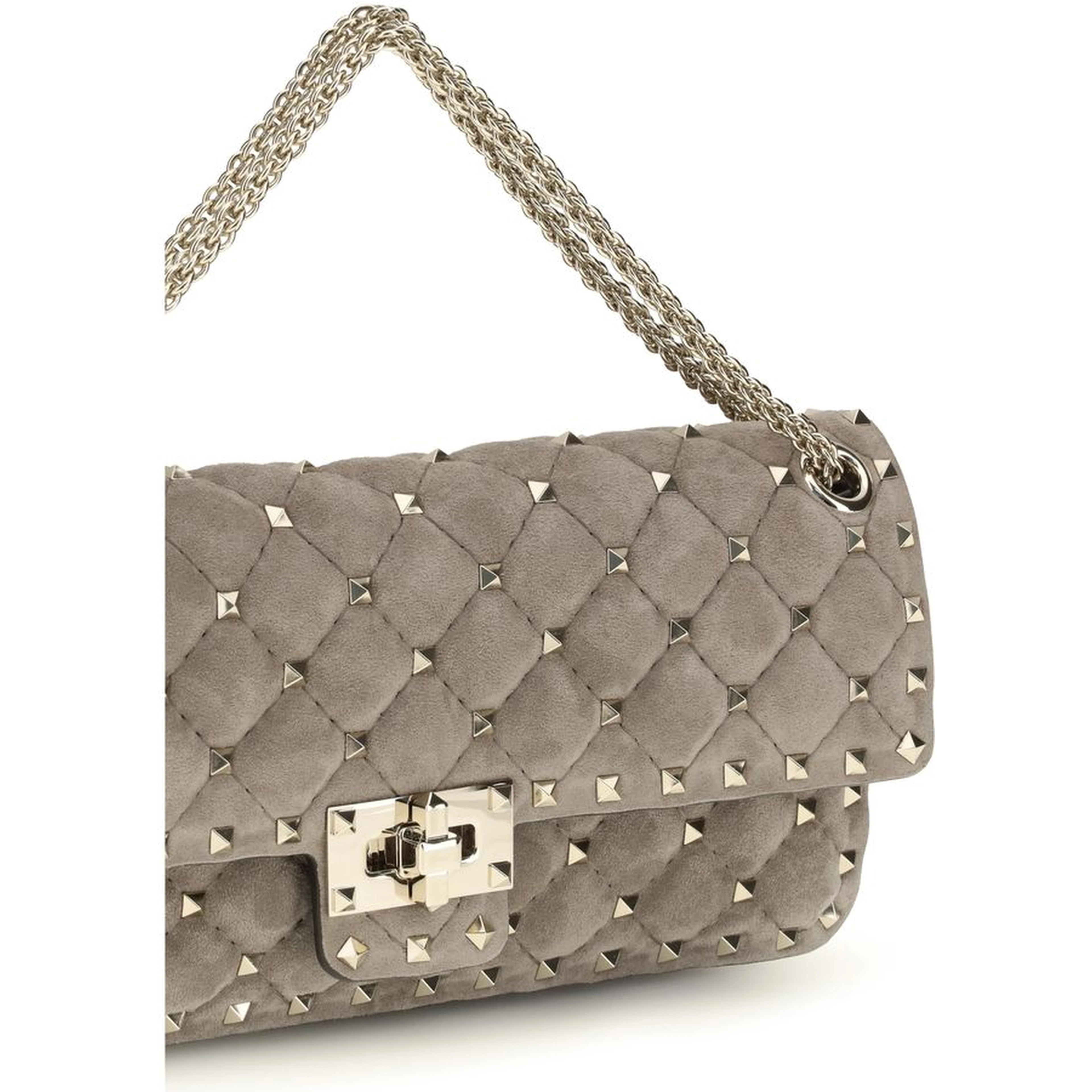 Gray Suede Leather Shoulder Bag